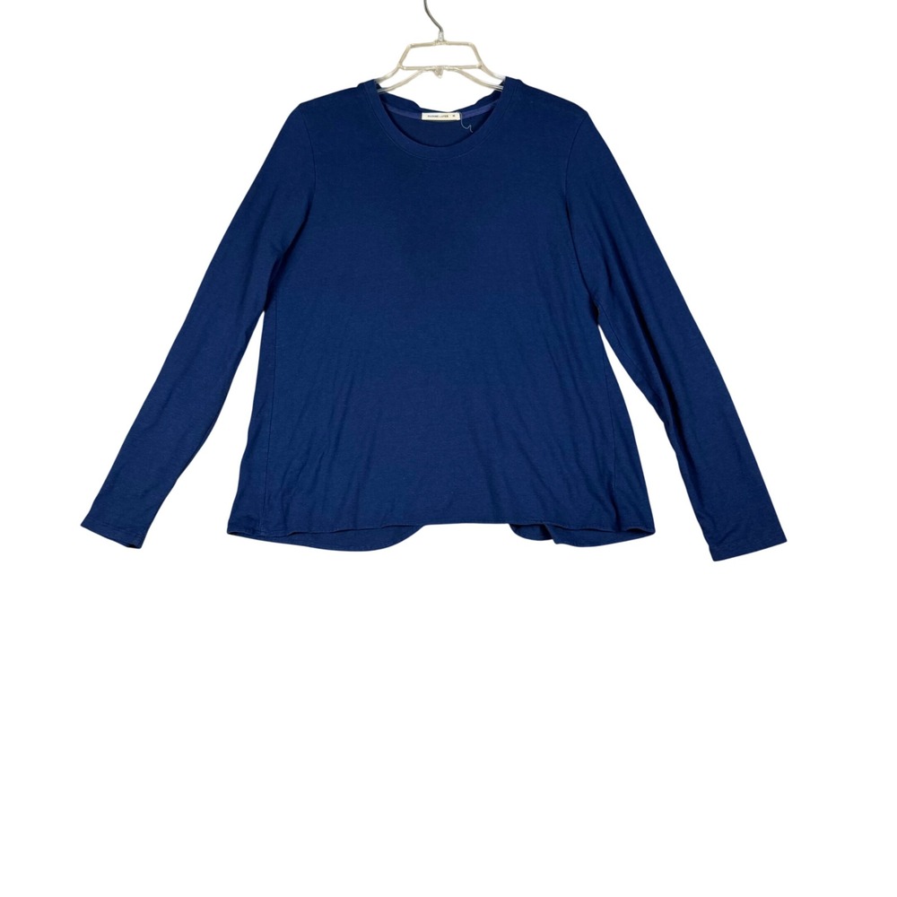 Marine Layer Navy Blue Tulip Split Back Long Sleeve Top Womens Medium RN 140892